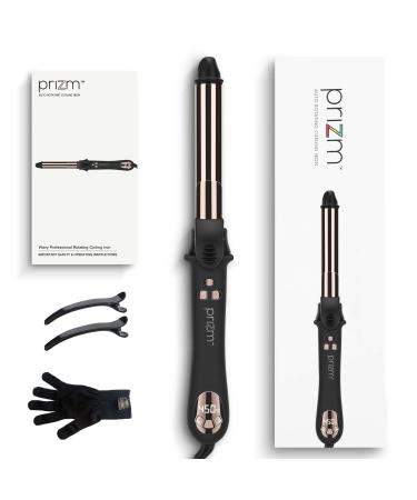 Prizm 1 Inch Wavy Professional Rotating Curling Iron, Nano Titanium Auto Spin Curling Wand Hair Curler with 11 Adjustable Temps 250°F to 450°F, Anti-Scald & Dual Voltage