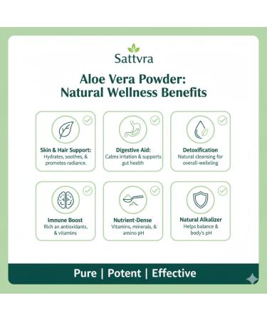 Sattvra Aloe Vera Powder 8oz (227g) | Finely Ground Aloe Vera Leaves | for DIY Face Masks Hair Care and Herbal Projects - Buy Online on GoSupps.com