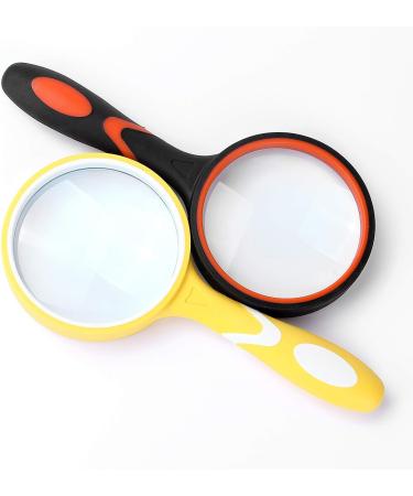 Magnifying Glass 10X Handheld Magnifier for Reading Maps Thickened Rubbery Frame Perfect for Seniors and Kids (Orange) - Buy Online on GoSupps.com