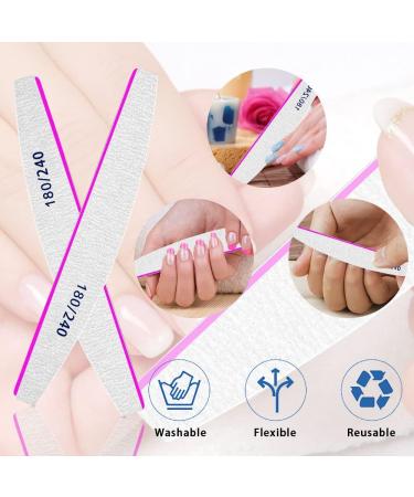 50Pcs Professional Nail Files 180/240 Grit for Acrylic, Gel, Thick Nails - Washable & Reusable Double-sided Emery Board for Natural Nails - Buy Online on GoSupps.com