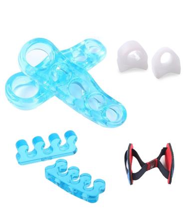 Toe Relax Set of 4 - Gel Toe Stretcher Separators Kit and Bunion Corrector Strap for Relaxing Toes Bunion Relief Hanmmer Toe and Foot Pain Problems