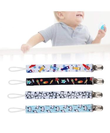 4 Pieces Baby Pacifier Clip Chains - Teether & Nipple Holder Leash | Ideal Baby Shower Gift | Shop Internationally - Buy Online on GoSupps.com