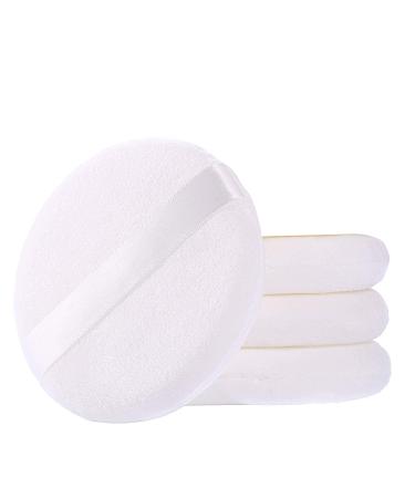 Powder Puff for Body Powder, Ultra Soft Large Velour Body Loose Powder Puff, 4.13 inch, White, Round