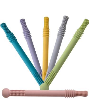 Hollow Teething Tubes 6 Pack Baby Toys for Teething with Soft Textures Sensory Chew Toys from 0 Months