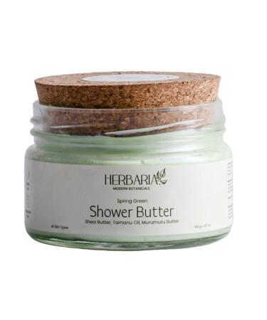 HERBARIA Shower Butter - Spring Green (120g)| 100% Sustainable | For Dry Skin 100% Vegan Paraben Free SLS Free - Luxury Shower Butter with Shea Butter Tamanu Oil Rosehip Oil.