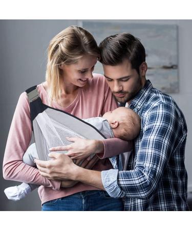Adjustable Baby Sling Carrier - One Shoulder Labor-Saving Design - Natural Cotton & Breathable Mesh Fabric - for Newborn to Toddler Up to 45lbs (Grey) - Buy Online on GoSupps.com