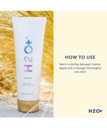 H2O+ Sea Salt Body Butter with Murumuru & Shea Butter - Non-Greasy, Fast-Absorbing, Paraben-Free - Sea Salt & Peppermint Scent - Buy Online on GoSupps.com