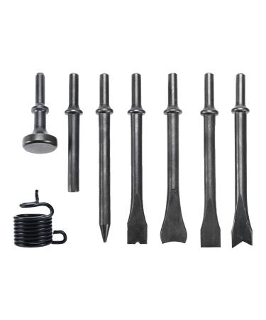 RELMON 8 Pcs Pneumatic Chisel Set Hammer Drill Chisel Set for 150/190/250 Air Hammer, 7 Kinds Shape Masonry Concrete Chisel Drill Bits