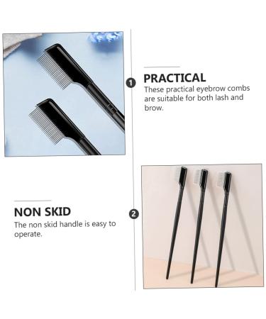 Ipetboom Eyebrow Comb & Mascara Applicator - 4 Pcs Eyelash Extension Tools | Portable Stainless Steel Eyelash Brush & Curler - Black - Buy Online on GoSupps.com