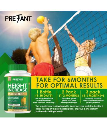 PRETANT-Growth Capsules to Grow Taller - Height Increase Maximizer with Calcium for Bone Strength -Natural Get Taller Supplement - Dietary Edible Healthcare Fitness - Buy Online on GoSupps.com