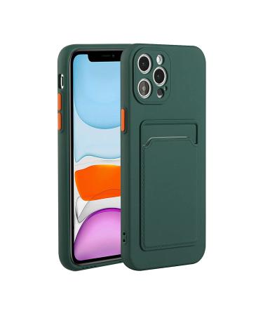 Tivenfezk Nadoli Silicone Case for iPhone 15 Pro Max Ultra thin shockproof scratch -resistant wallet soft TPU protective cover mobile phone case with credit card holder iphone 15 per max dark green