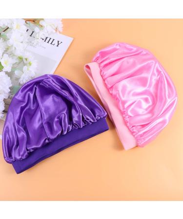 Supvox 3pcs Kids Silk Satin Bonnets - Soft Hair Turbans & Night Head Covers in Purple Black & Pink - Premium Hair Care - Buy Online on GoSupps.com