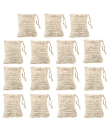 15 PCS Natural Sisal Soap Bags,Soap Exfoliating Bags,Soap Mesh Bag with Drawstring for Shower Double Layer Bubble Foam(3.5 x 5.5 inch) 3.5x5.5 Inch (Pack of 15)