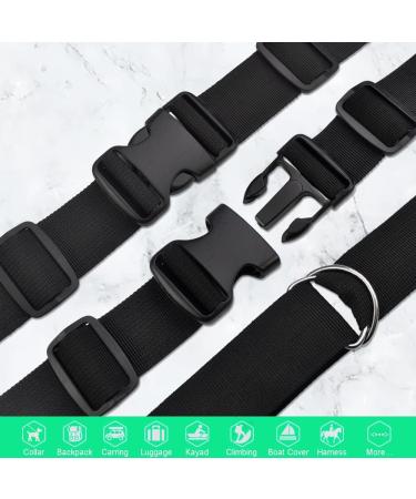6 Yards Black Nylon Webbing Strap Set with Plastic Buckles, Tri-glide Slides, and Metal D Rings - 3/4 Inch - Buy Online on GoSupps.com