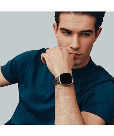 Upeak Sports Bracelet for Fitbit Versa 3 Versa 4 Sense & Scythe 2 - Breathable Silicone Replacement Bands for Men & Women - Charcoal/Black - Buy Online on GoSupps.com