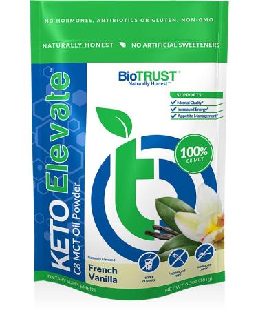 BioTrust Keto Elevate, Pure C8 MCT Oil Powder, Ketogenic Diet Supplement, Keto Coffee Creamer, Clean Energy, Mental Focus and Clarity, 100% Caprylic Acid (20 Servings, French Vanilla)