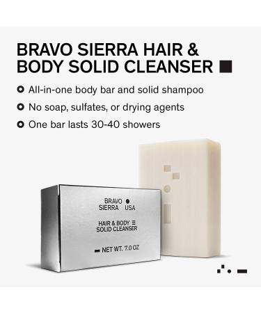 Bravo Sierra Men's Body and Hair Soap Bar - White Vetiver & Cedarwood - 7 oz - Coconut Shea Butter & Oat Flour - Face, Hair & Body Wash - Buy Online on GoSupps.com