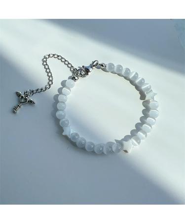 Oralgo Cat Eye-Stone Pearl Bracelets | Natural Opal Adjustable Wrist Chain | Fashionable Yoga Jewelry & Lucky Charms for Women - Buy Online on GoSupps.com