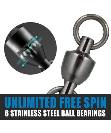 Dr.Fish Ball Bearing Swivels - Saltwater Fishing Tackle - Heavy Duty Black Nickel - 20 Pack #4-200LB - Buy Online on GoSupps.com