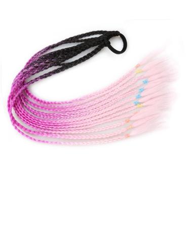 Ponytail Extension Synthetic Rubber Band Twist Braid Ponytail Extension 60CM Colorful Mixed Braid Hairpieces for Girls Kids Dress Beautification Ornament Ponytail Hair Extension (Color : 0018 Siz 24inch 0018