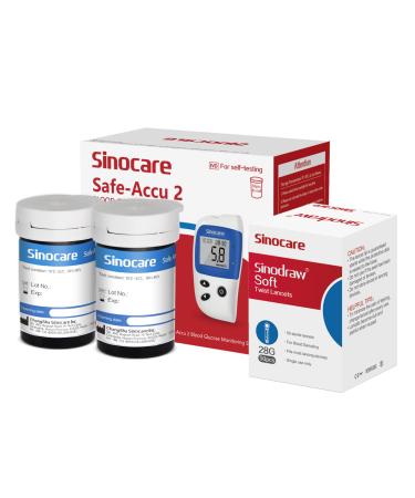 sinocare (Safe Accu2) Blood Sugar Test Strips 50 pcs No Code/ Blood Glucose Test Strips with Lancing Devices x 50 / only for sinocare Safe Accu2 Blood Glucose Monitor Safe-Accu2 Strips 50