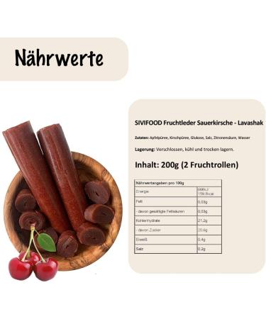 Sivifood fruit leather lavashak sour cherry 200 g - cherry fruit rolls - pack of 2 rolls of very fine fruit paste dried fruit - Buy Online on GoSupps.com