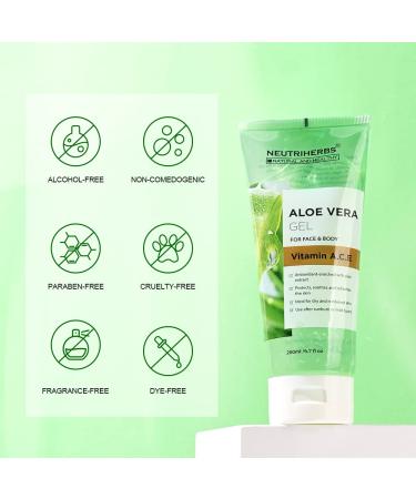 Neutriherbs Aloe Vera Gel - Pure Aloe Vera Juice with Vitamins A C E for Sunburns Acne Dry Skin & Itch Relief - 6.7 Fl Oz - Buy Online on GoSupps.com