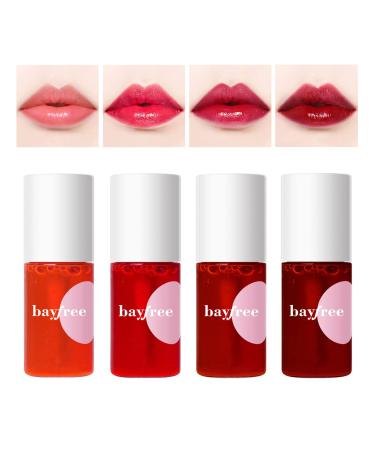 Yocisku 4 Colors Lip Tint  Lip Stain Set  Liquid Lipstick Kit  Bright Vivid Lip Tint Stain  for Lips  Cheeks  Eyes  Waterproof and 24 Hours Long Lasting  Moisturizing Lips  Fruity Color Lip Stain