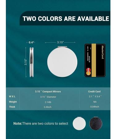 Getinbulk 12-Piece Compact Mirror Set | Double-Sided 1X/3X Magnification | PU Leather | White | 3.15 inches - Buy Online on GoSupps.com