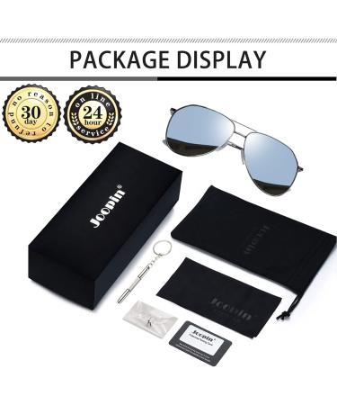 Joopin Polarised Sunglasses | Al-Mg Metal Frame | UV Protection | Double Bridge Aviation Sun Glasses for Men & Women - Silver Mirrored Lens - Buy Online on GoSupps.com