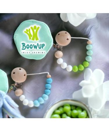 BOOWUP Enjoy Growing Baby Dummy Clips Pacifier Soother Chain Silicone Holder Blue/Dark Blue - Buy Online on GoSupps.com
