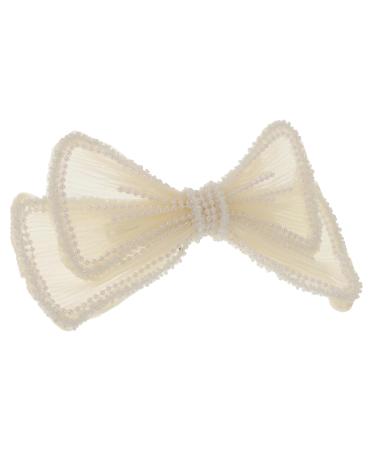 DOITOOL 1pc Bow Hairpin Large Bows Barrettes Handmade Hairpin Rhinestone Barrettes for Women Wedding Hiar Barrettes Hair Accessory Hair Accessories White Beaded Bride Plastic