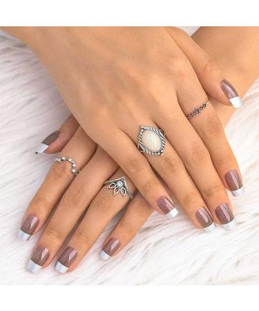 Bohend French Coffin False Fingernails - Glossy Ballerina Acrylic Nail Tips | 24 Stick-On Nails for Women & Girls - Buy Online on GoSupps.com