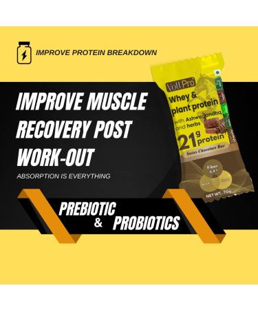 Voll Pro Protein Bars - High Protein 21g with Ashwagandha & Moringa | No Added Sugar | 6-Pack - Buy Online on GoSupps.com