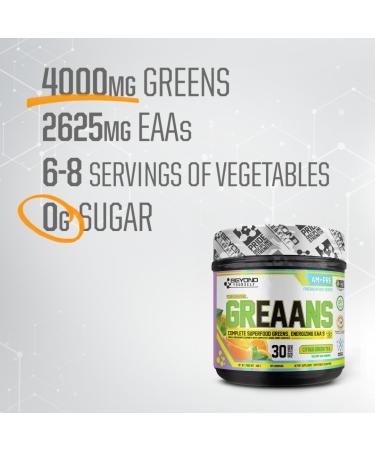 Beyond Yourself - GrEAAns Superfood Greens and EAA Blend | 4000mg Organic Superfood 2625mg Vegan EAAs | Sugar-Free Zero Calories No Synthetic Additives | Optimizes Health Performance and Recovery | Citrus Green Tea - Buy Online on GoSupps.com