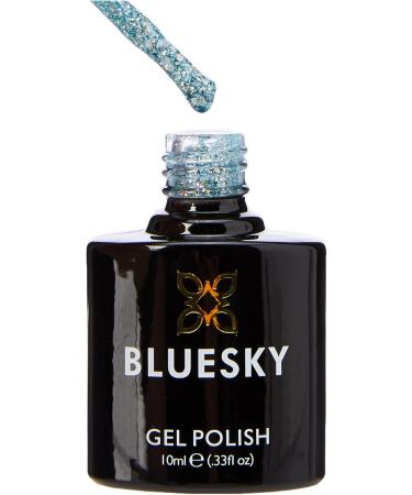 Bluesky Mint Blue Chunky Glitter DAZZLING - BLZ49 - UV/LED Soak Off Gel Nail Polish 10ml + 2 Diva World Shine Wipes for FREE - Buy Online on GoSupps.com