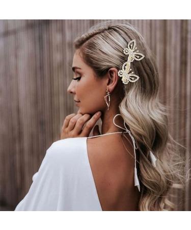 Bartosi Sparkling Rhinestone Butterfly Hair Clips - Pack of 2 | Wedding Hair Accessories for Women and Girls - Buy Online on GoSupps.com