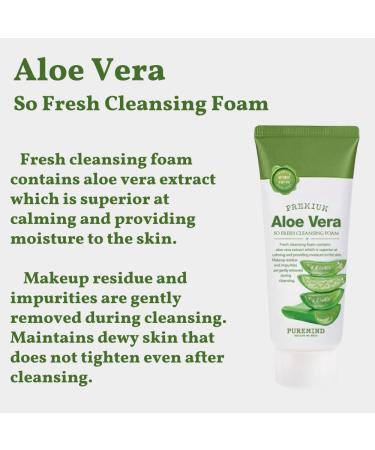 (Set of 2) PUREMIND Facial Deep Cleansing Foam Foam Cleanser Korean Rich Soft Bubbles Feeling Refreshed and Smooth after Washing Your Face (Aloe Vera) - Buy Online on GoSupps.com