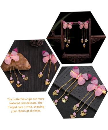 Beaupretty 2 Pairs hanfu butterfly headdress hairpin with tassel metallic hair clips tassel hair clips kids hair accessories for girls long tassel hair barrettes child alloy Costume decorate - Buy Online on GoSupps.com