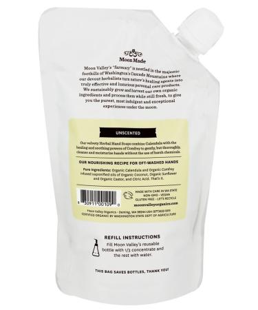 Moon Valley Organics - Foaming Herbal Hand Soap 3x Refill Pouch Unscented - 10.7 oz. - Buy Online on GoSupps.com