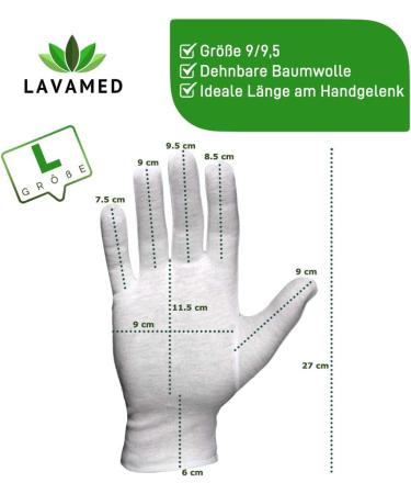 Dermatest Very Good LAVAMED Cotton Gloves - Extra Soft 100% Cotton Jersey Gloves - Premium Cosmetic Gloves (6-Pack 3 Pairs Size L) - Ideal for Sensitive Skin - Buy Online on GoSupps.com