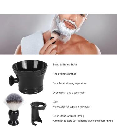 Hushui 3-in-1 Beard Foam Brush with Stand Bowl | Soft Nylon Fast Drying & Hair Residue Removal | Ideal Grooming Tool for Men - Buy Online on GoSupps.com