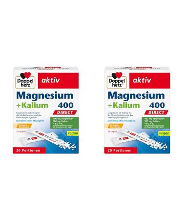 Double heart magnesium 400 + potassium direct - magnesium as a contribution to the muscle function and the electrolyte balance - 20 portions micro pellets (pack with 2) 20 pieces (2 -pack)