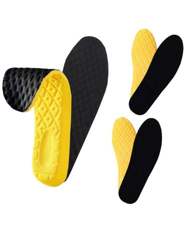 Men & Women Memory Foam Insoles - Orthotic Inserts for Plantar Fasciitis Relief 3 Pairs Elastic Shock Absorbing Shoe Insoles-Flat Sports Insole Replacement Insoles (Black-37-38/10.03 in)