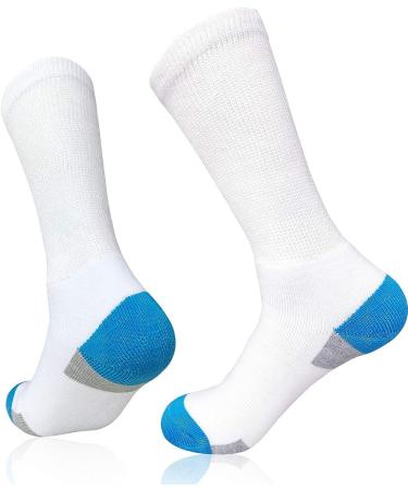 SYOLLAVE Diabetic Socks - Non-Binding Crew Wide Top for Neuropathy, Edema & Swollen Feet - Medium Size - Buy Online on GoSupps.com