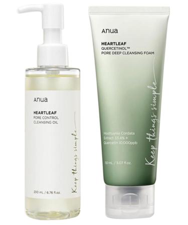 Heartleaf Pore Control Cleansing Oil Heartleaf Quercetinol Pore Deep Cleansing Foam Heartleaf Anti Pore Pore Cleaning Oil Soothing Toner (2PC-1PC Cleansing Oil + 1PC Cleansing Foam)