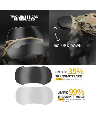 DoxiGlobal Tactical Fast Helmet Flip Goggles - Anti-Fog Glasses for Airsoft & Paintball Shooting | Fits Rail 19-21mm | Black - Buy Online on GoSupps.com