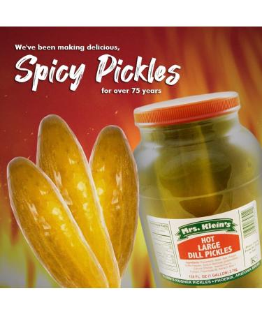 Mrs. Klein's Large Hot Pickles - Bold Spicy Dill Snack with Natural Ingredients | Kosher, Low Carb, Gluten Free & Vegan | 128 fl oz Jar - Buy Online on GoSupps.com