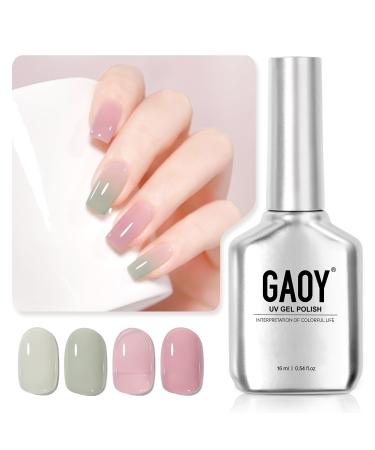 GAOY Gel Nail Polish 16ml 2 Colors 2069 2070 Purple Green Soak Off UV Gel Polish Set for Nail Art DIY Manicure at Home Mint Breeze