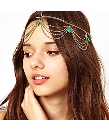 Frcolor 2 Pieces Bohemian Rhinestone Head Chain & Tassel Hairband for Weddings | Elegant Leaf Headpiece for Brides - Buy Online on GoSupps.com